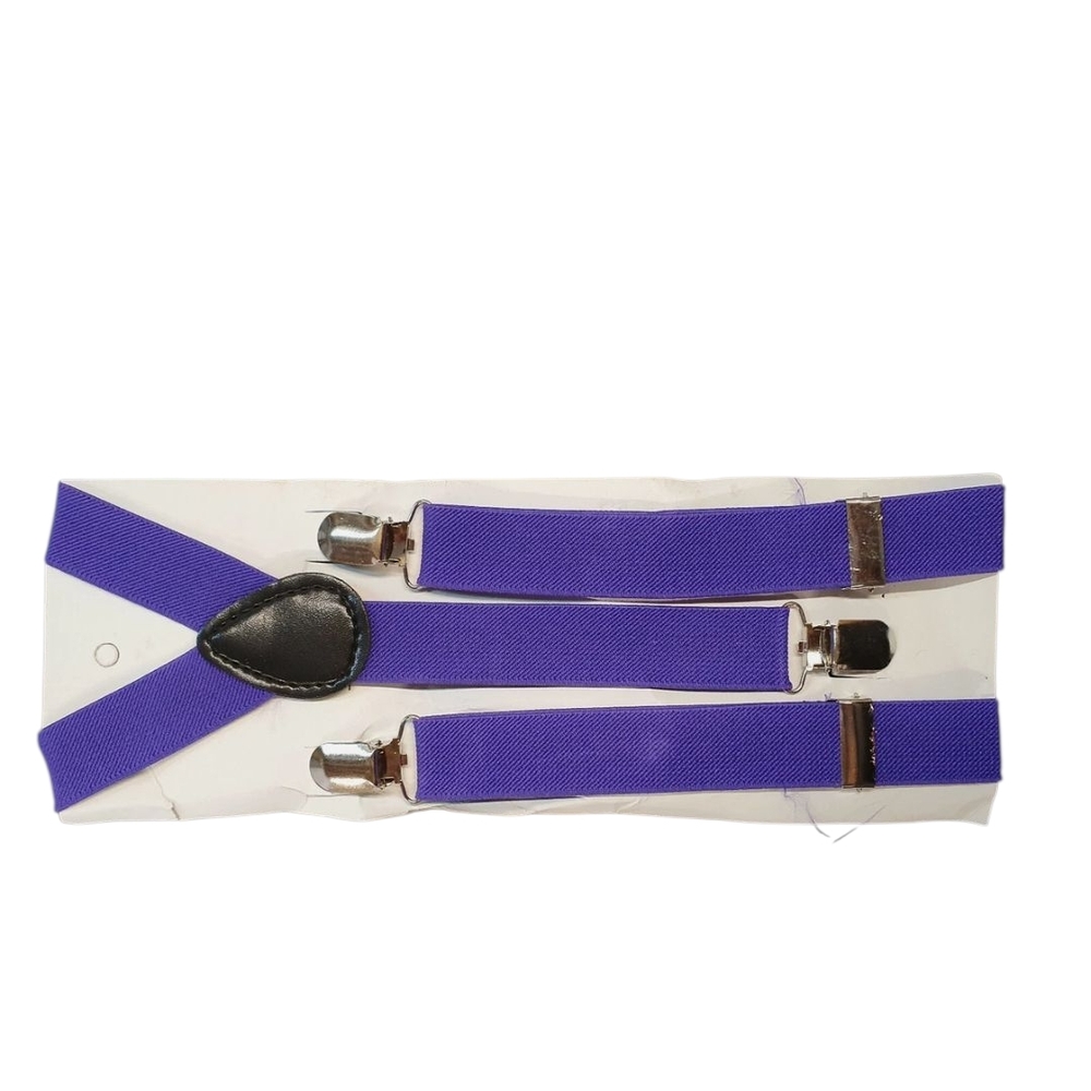 Unisex Purple Suspenders with Silver Accents Clip On